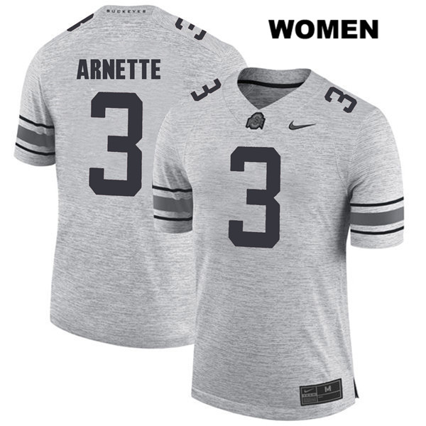 Ohio State Buckeyes Women's Damon Arnette #3 Gray Authentic Nike College NCAA Stitched Football Jersey GQ19B03BE